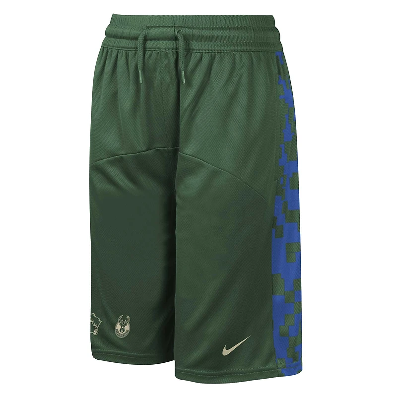 Short Nike Hunter Green Milwaukee Bucks Courtside pour cinq équipes de départ jeunes