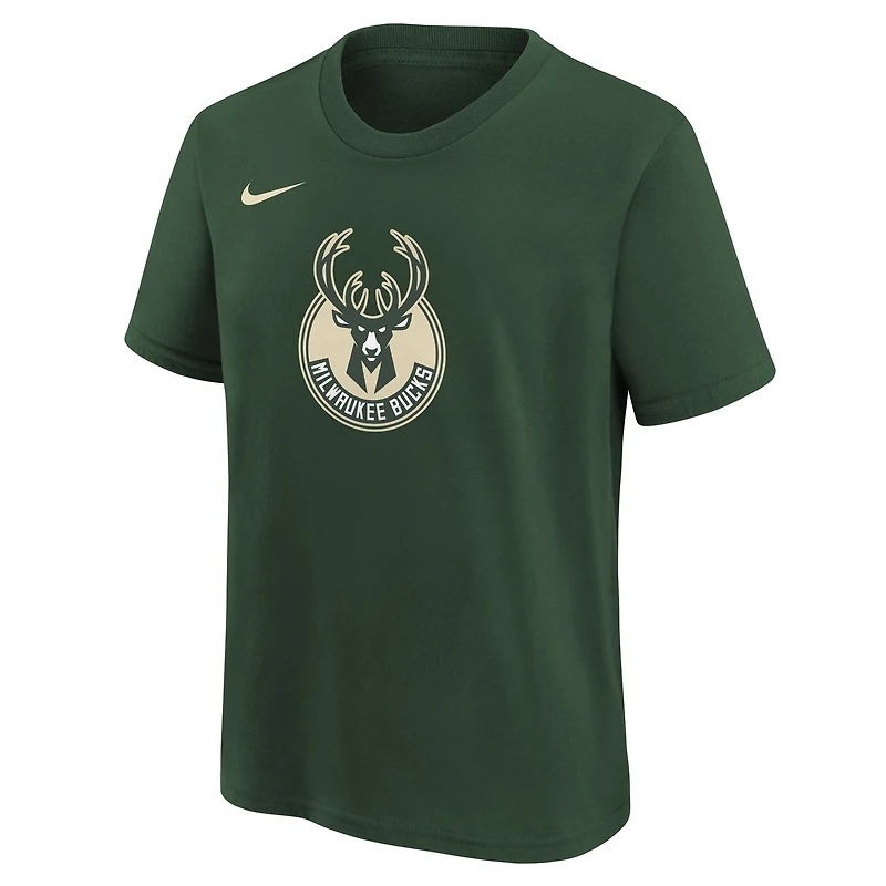 Youth Nike Hunter Green Milwaukee Bucks Essential Logo T-Shirt