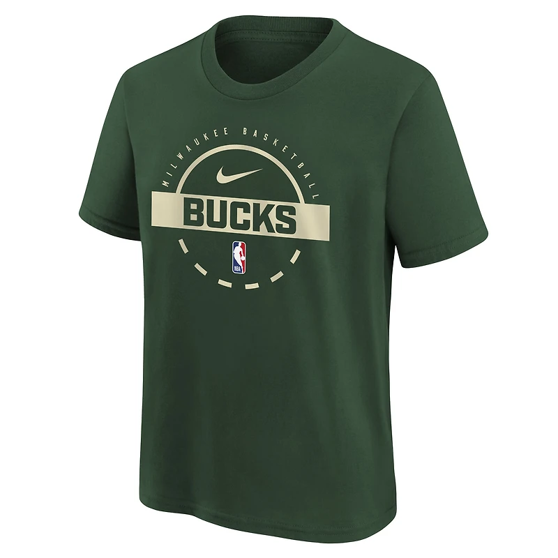 T-shirt d'entraînement Nike Hunter Green Milwaukee Bucks pour jeune