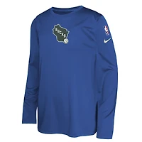 T-shirt de tir à manches longues Nike Royal Milwaukee Bucks 2024/25 City Edition pour jeunes