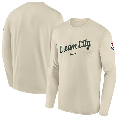 Youth Nike White Milwaukee Bucks 2025/26 City Edition Dri-Fit Long Sleeve Game Top