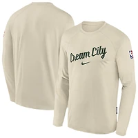 Youth Nike White Milwaukee Bucks 2025/26 City Edition Dri-Fit Long Sleeve Game Top