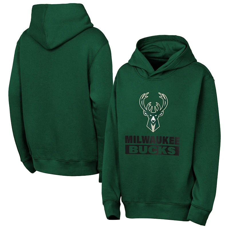 Youth Outerstuff Hunter Green Milwaukee Bucks Back To The Basics Hoodie