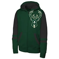 Sweat à capuche zippé vert chasseur Milwaukee Bucks pour jeunes Outerstuff