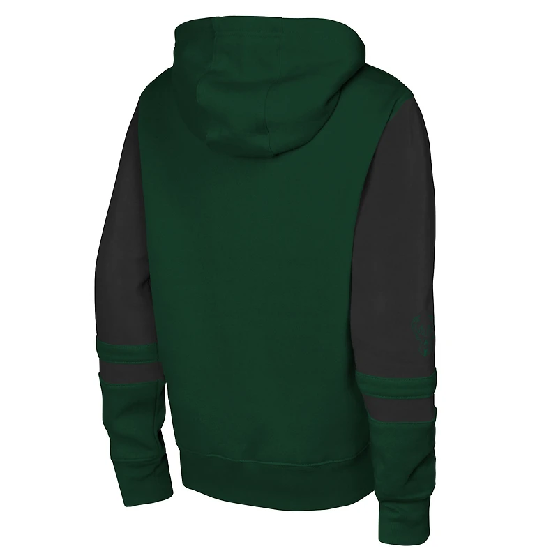 Youth Outerstuff Hunter Green Milwaukee Bucks Straight to the League Full-Zip Hoodie
