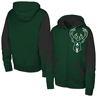 Youth Outerstuff  Hunter Green Milwaukee Bucks Straight to the League Full-Zip Hoodie