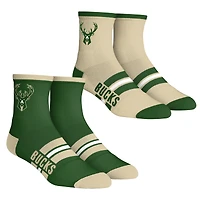 Youth Rock Em Socks  Milwaukee Bucks 2-Pack Multi Stripe Quarter Socks Set