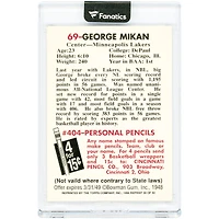 Carte autographiée de George Mikan (Minneapolis Lakers), réimpression Topps NBA Stars 1948, n° 30, 1996