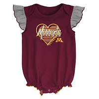 Girls Newborn & Infant Maroon/Heather Gray Minnesota Golden Gophers All The Love Bodysuit Bib Booties Set