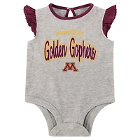 Girls Newborn Heather Gray Minnesota Golden Gophers All Dolled Up Bodysuit, Skirt & Bootie Set