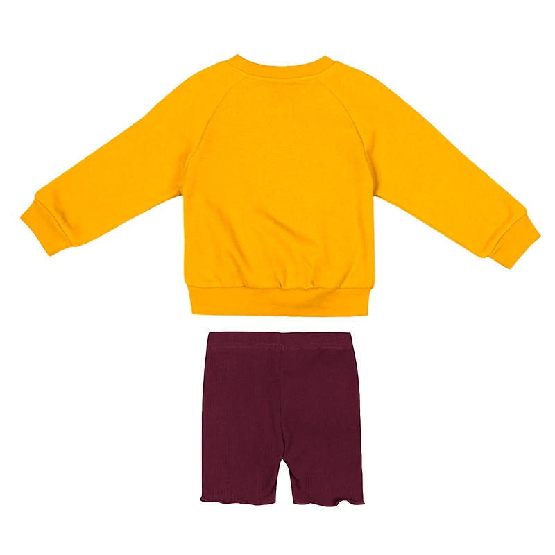 Ensemble sweat-shirt et short en molleton Beta pour filles Colosseum Gold/Maroon Minnesota Golden Gophers