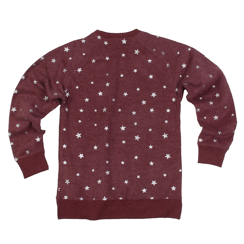 Girls Youth Wes & Willy  Maroon Minnesota Golden Gophers Shimmer Star Reverse Sweatshirt