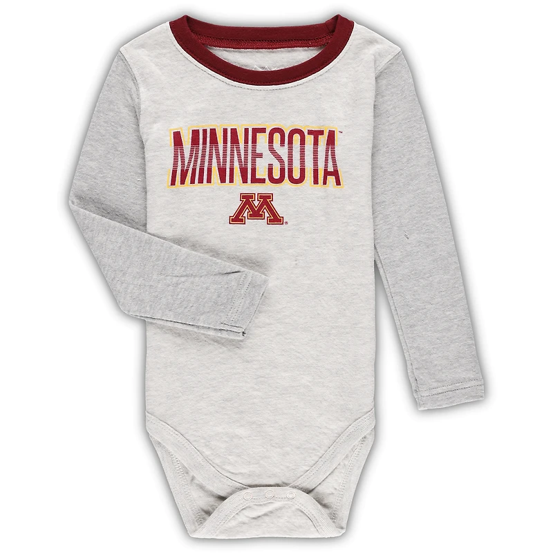 Infant Wes & Willy Heather Gray Minnesota Golden Gophers Jie Long Sleeve Bodysuit Pants Set