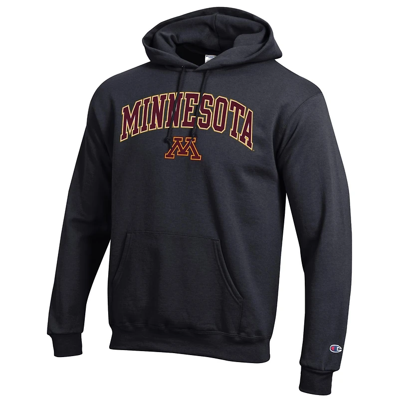 Men's Champion  Black Minnesota Golden Gophers Arched Logo Fleece Pullover Hoodie