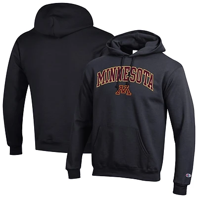 Men's Champion  Black Minnesota Golden Gophers Arched Logo Fleece Pullover Hoodie