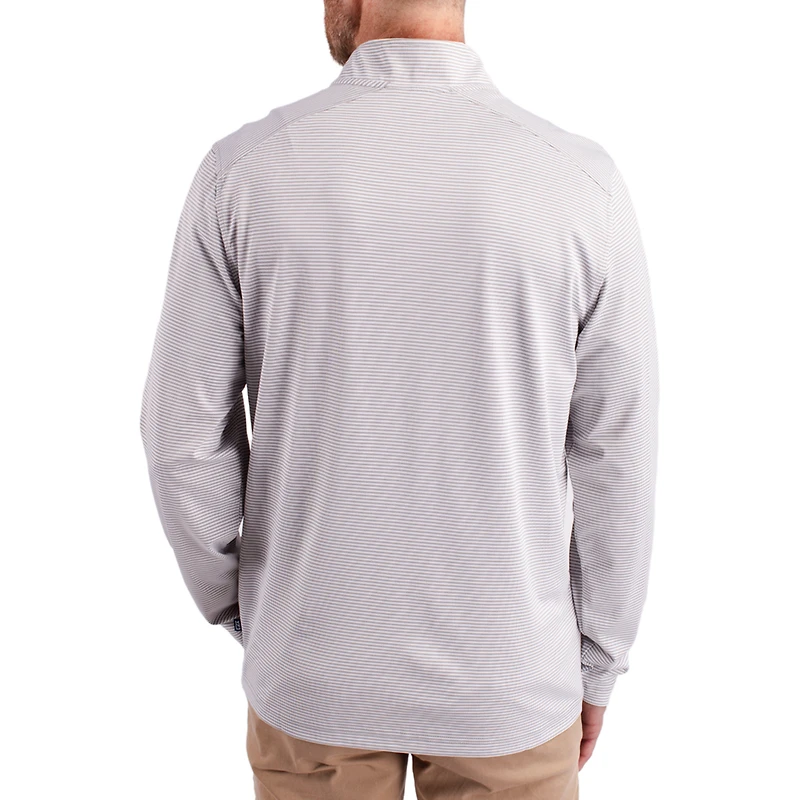 Men's Cutter & Buck  Gray Minnesota Golden Gophers Virtue Micro Stripe DryTec Quarter-Zip Pullover