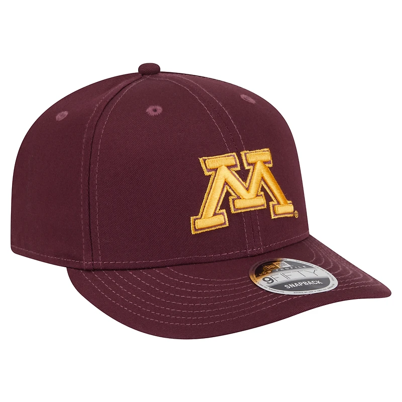 Casquette ajustable 9FIFTY à profil bas pour homme New Era, couleur marron, des Golden Gophers du Minnesota
