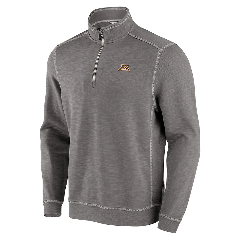 Men's Tommy Bahama  Gray Minnesota Golden Gophers Tobago Bay Half-Zip Tri-Blend Top