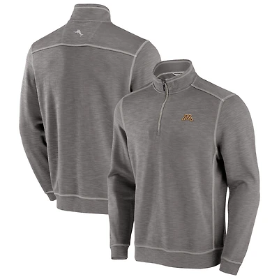 Men's Tommy Bahama  Gray Minnesota Golden Gophers Tobago Bay Half-Zip Tri-Blend Top