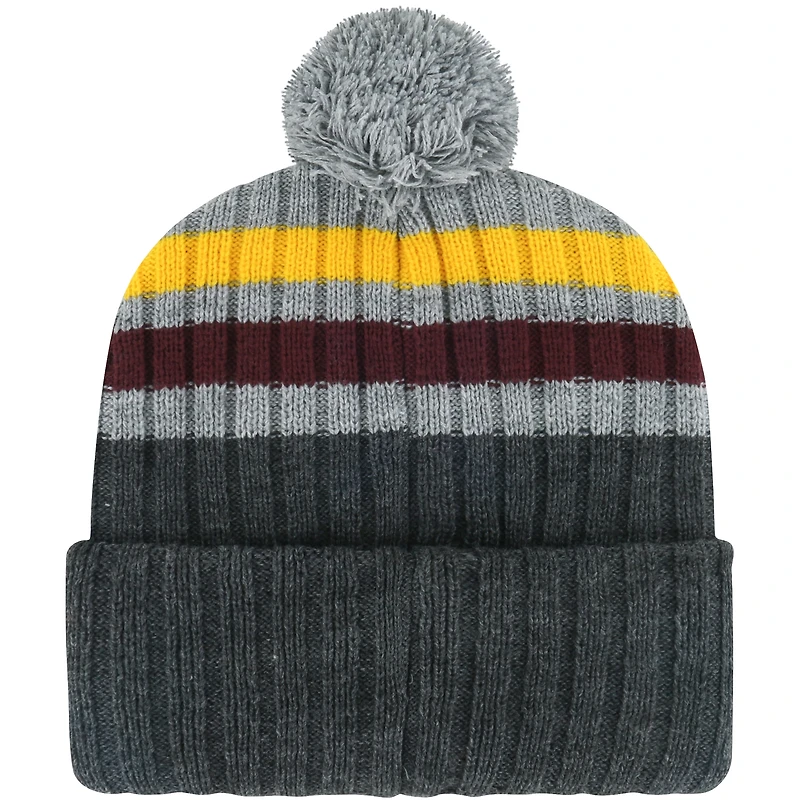 Bonnet en tricot à revers à rayures et pompon '47 anthracite Minnesota Golden Gophers Stack pour hommes