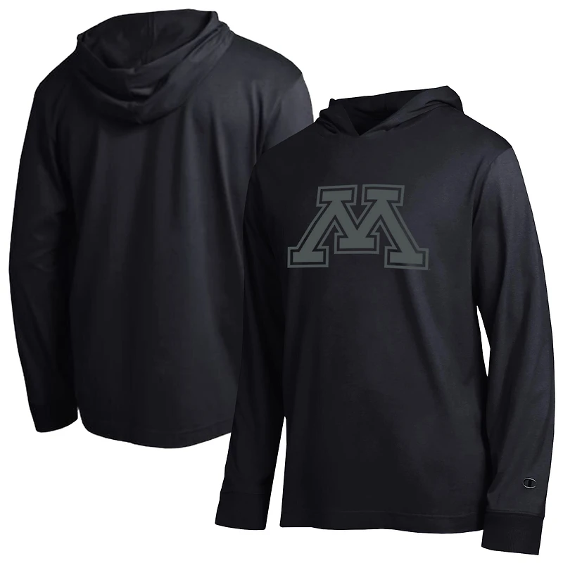 T-shirt à capuche manches longues Champion Black Minnesota Golden Gophers pour homme