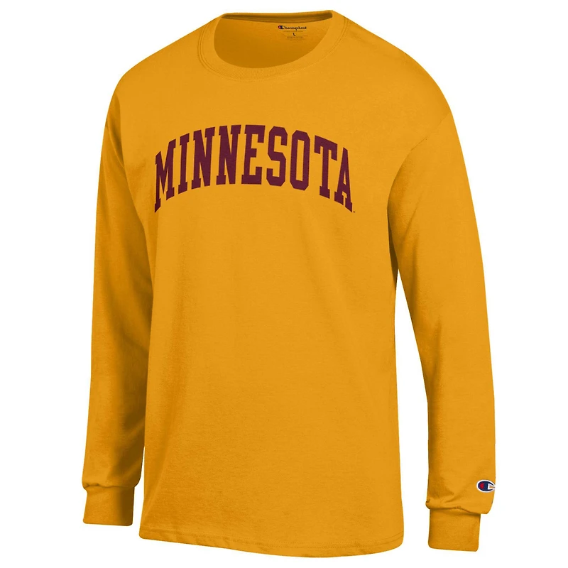 Men's Champion Gold Minnesota Golden Gophers Basic Arch Long Sleeve T-Shirt
