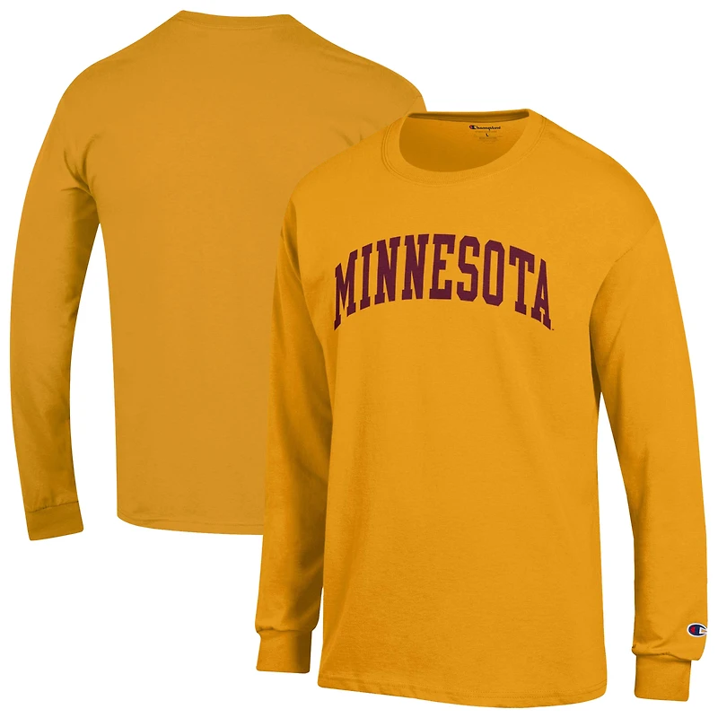 T-shirt à manches longues Champion Gold Minnesota Golden Gophers Basic Arch pour homme