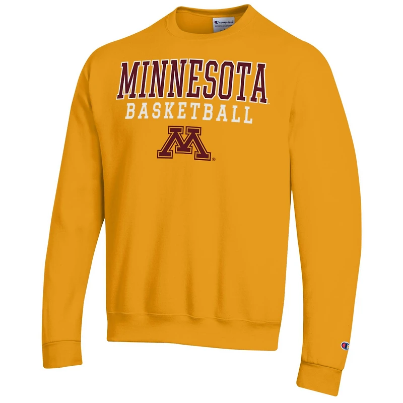 Men's Champion Gold Minnesota Golden Gophers Basketball Stack Pullover Crewneck Sweatshirt