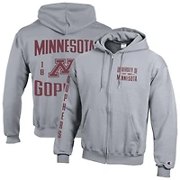 Sweat à capuche zippé en polaire Champion gris Minnesota Golden Gophers Varsity Powerblend pour homme