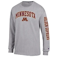 Men's Champion  Heather Gray Minnesota Golden Gophers Arch Over Logo 2-Hit Long Sleeve T-Shirt