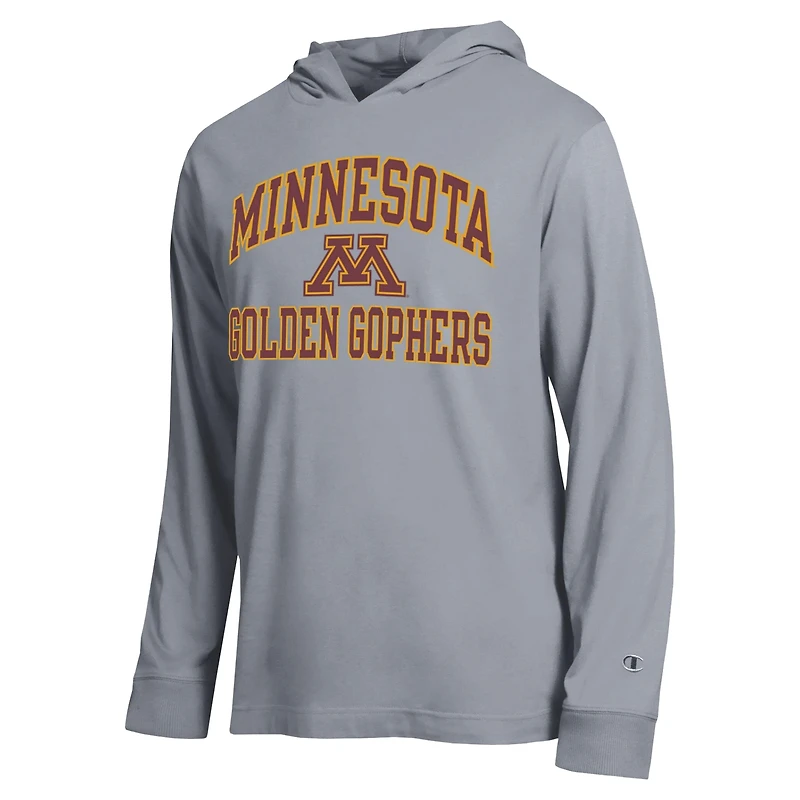 Men's Champion  Heather Gray Minnesota Golden Gophers High Motor All-Star Long Sleeve Hooded T-Shirt