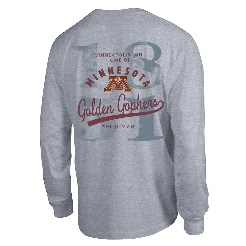 Men's Champion Heather Gray Minnesota Golden Gophers Laminated All-Star Long Sleeve T-Shirt