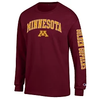 Men's Champion  Heather Gray Minnesota Golden Gophers Arch Over Logo 2-Hit Long Sleeve T-Shirt