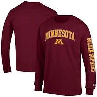 Men's Champion  Heather Gray Minnesota Golden Gophers Arch Over Logo 2-Hit Long Sleeve T-Shirt
