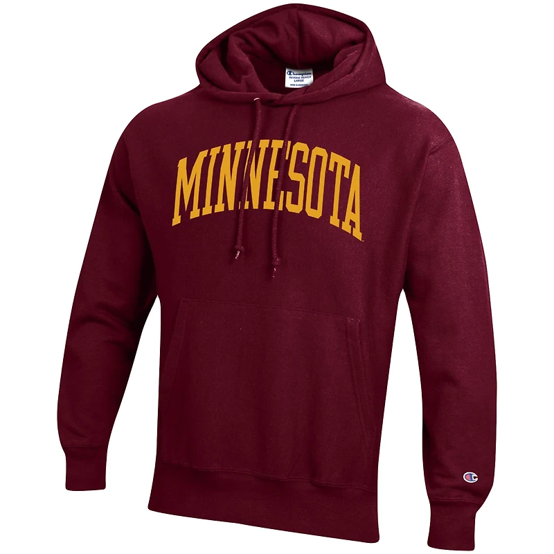Sweat à capuche coupe décontractée Champion Maroon Minnesota Golden Gophers Team Arch Reverse Weave pour homme
