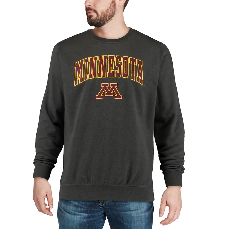 Men's Colosseum Charcoal Minnesota Golden Gophers Arch & Logo Crew Neck Sweatshirt