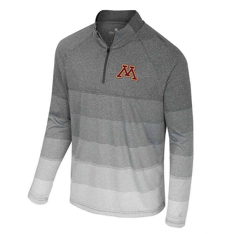 Men's Colosseum  Gray Minnesota Golden Gophers AI Striped Mesh Quarter-Zip Raglan Windshirt