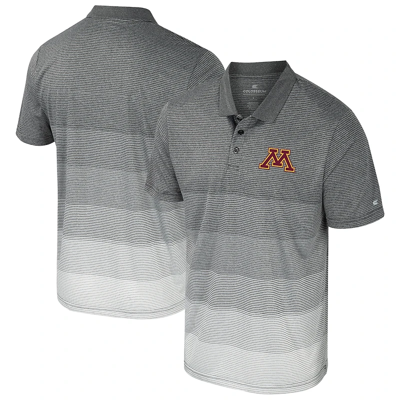 Polo en maille rayée pour hommes, gris Colosseum, Minnesota Golden Gophers