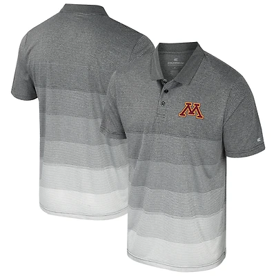 Polo en maille rayée pour hommes, gris Colosseum, Minnesota Golden Gophers