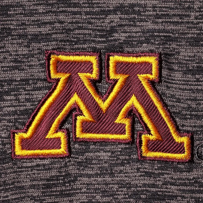 Men's Colosseum Heathered Black Minnesota Golden Gophers Down Swing Raglan Polo