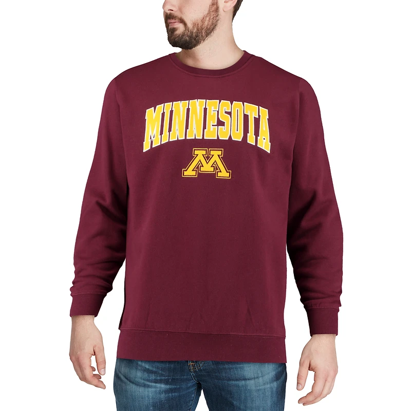 Men's Colosseum Maroon Minnesota Golden Gophers Arch & Logo Crew Neck Sweatshirt