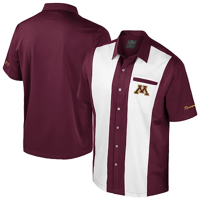 Chemise boutonnée de bowling pour homme, couleur marron Colosseum, Minnesota Golden Gophers Strike