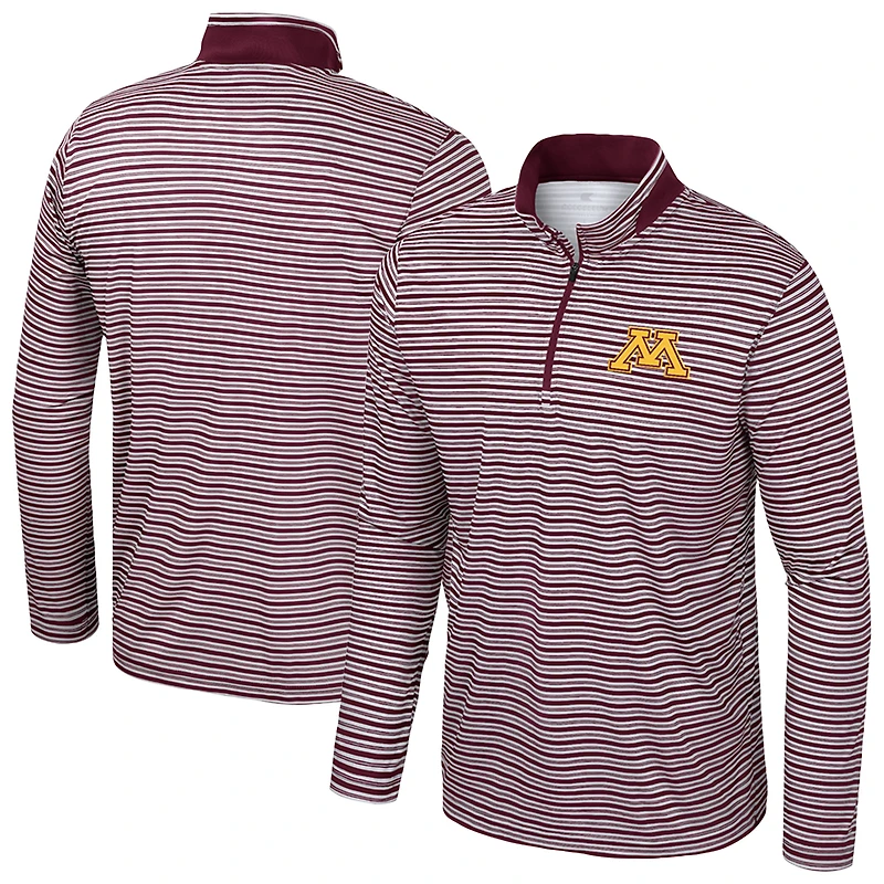 Men's Colosseum Maroon Minnesota Golden Gophers Striped Quarter-Zip Top