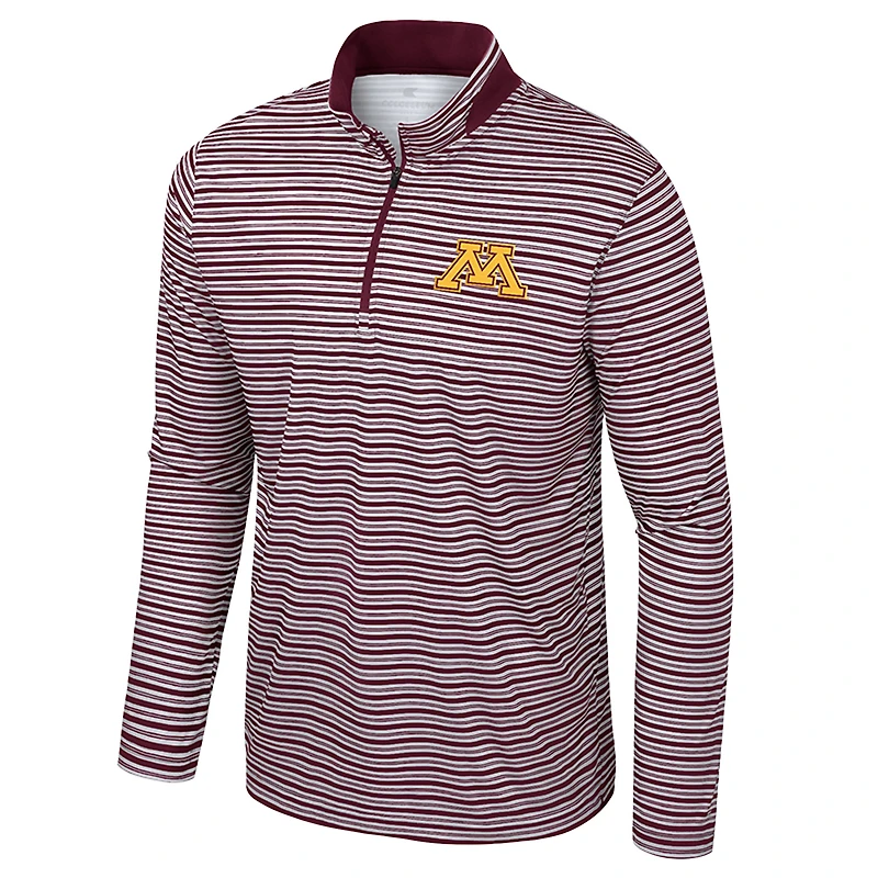 Haut rayé à glissière quart de tour pour homme Colosseum Bordeaux Minnesota Golden Gophers
