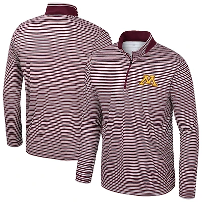 Haut rayé à glissière quart de tour pour homme Colosseum Bordeaux Minnesota Golden Gophers