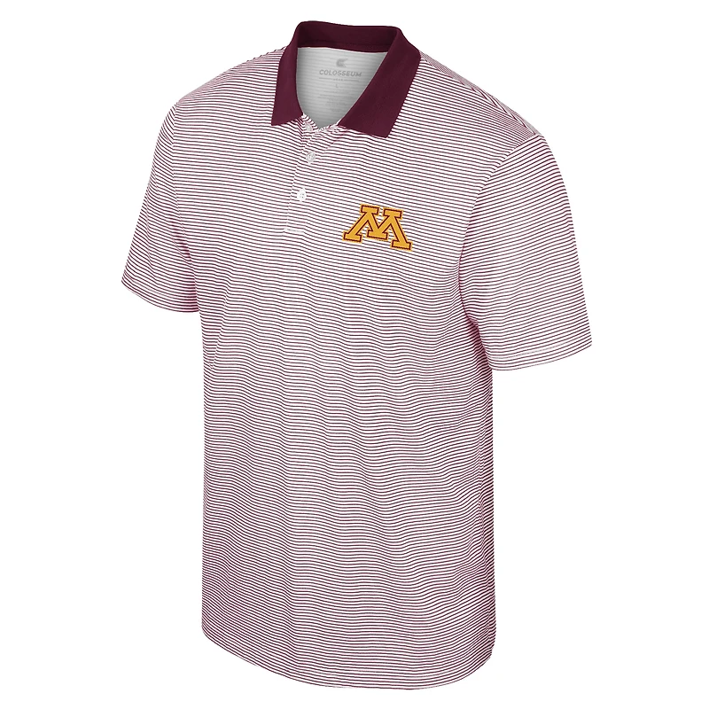 Men's Colosseum White/Maroon Minnesota Golden Gophers Print Stripe Polo