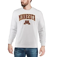 Men's Colosseum White Minnesota Golden Gophers Arch & Logo Crew Neck Sweatshirt