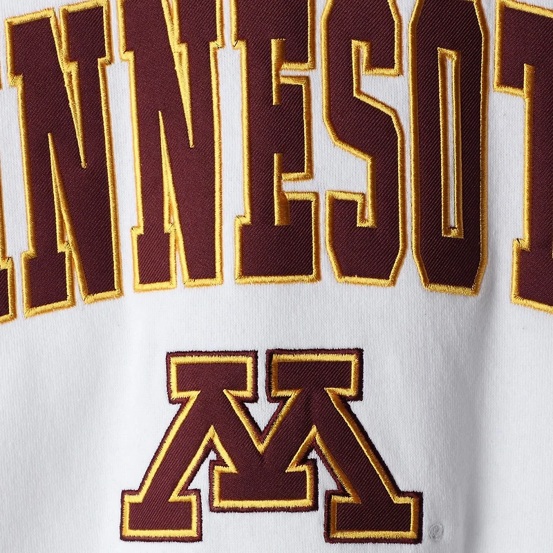 Men's Colosseum White Minnesota Golden Gophers Arch & Logo Crew Neck Sweatshirt