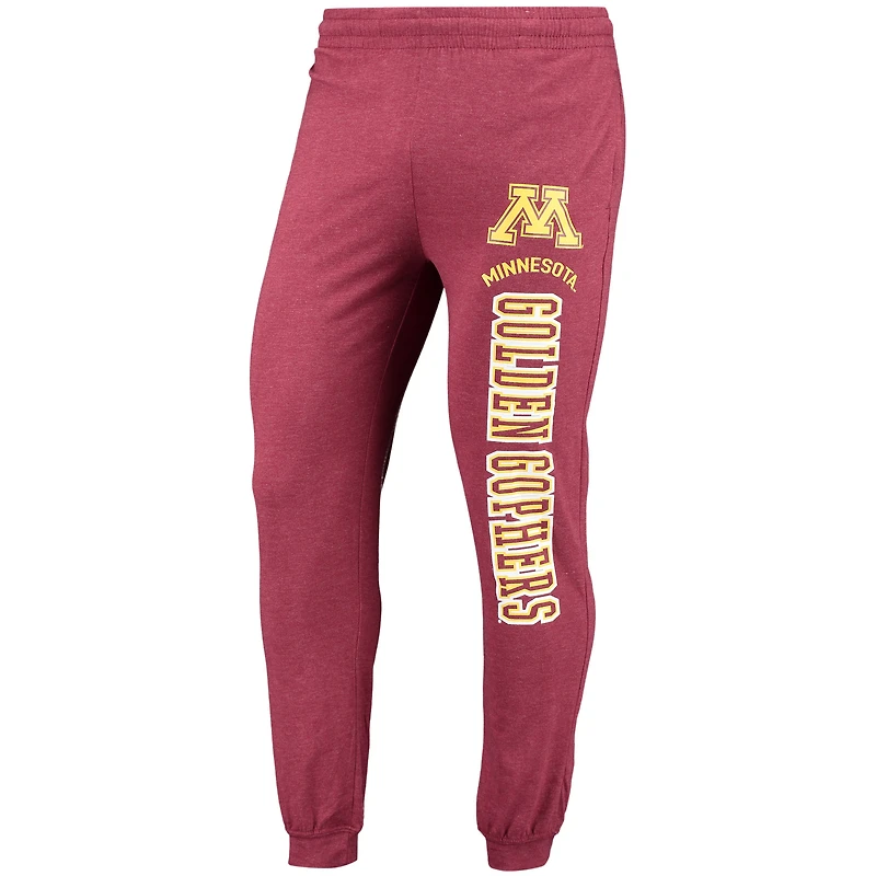 Ensemble pyjama à capuche et jogging manches longues pour homme Concepts Sport Bordeaux/anthracite chiné des Golden Gophers du Minnesota