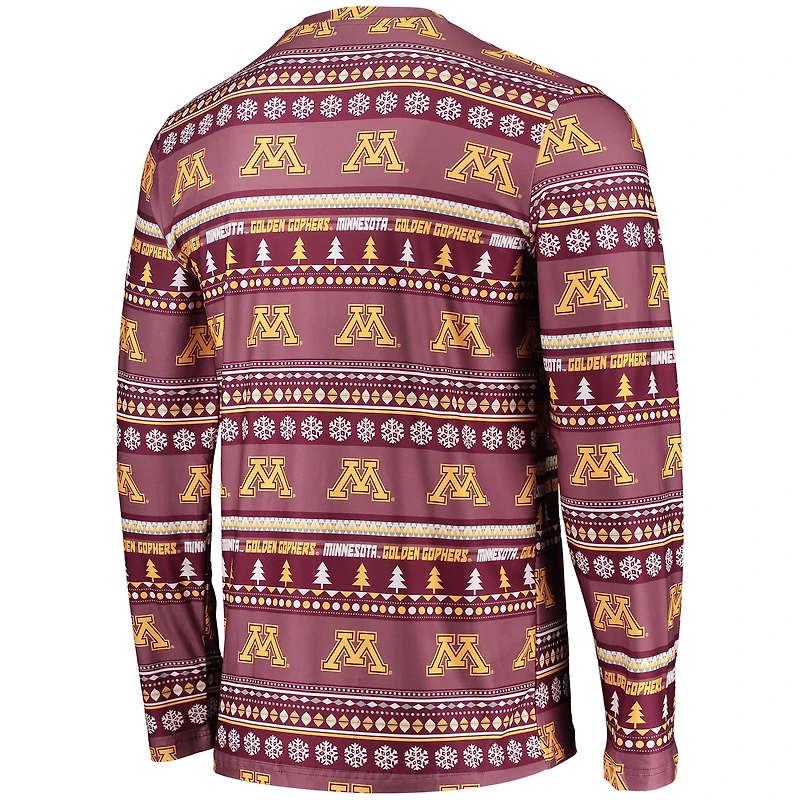 Men's Concepts Sport Maroon Minnesota Golden Gophers Ugly Sweater Long Sleeve Top and Pants Sleep Set